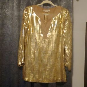 Michael Kors! Gold sequined tunic, size S/P